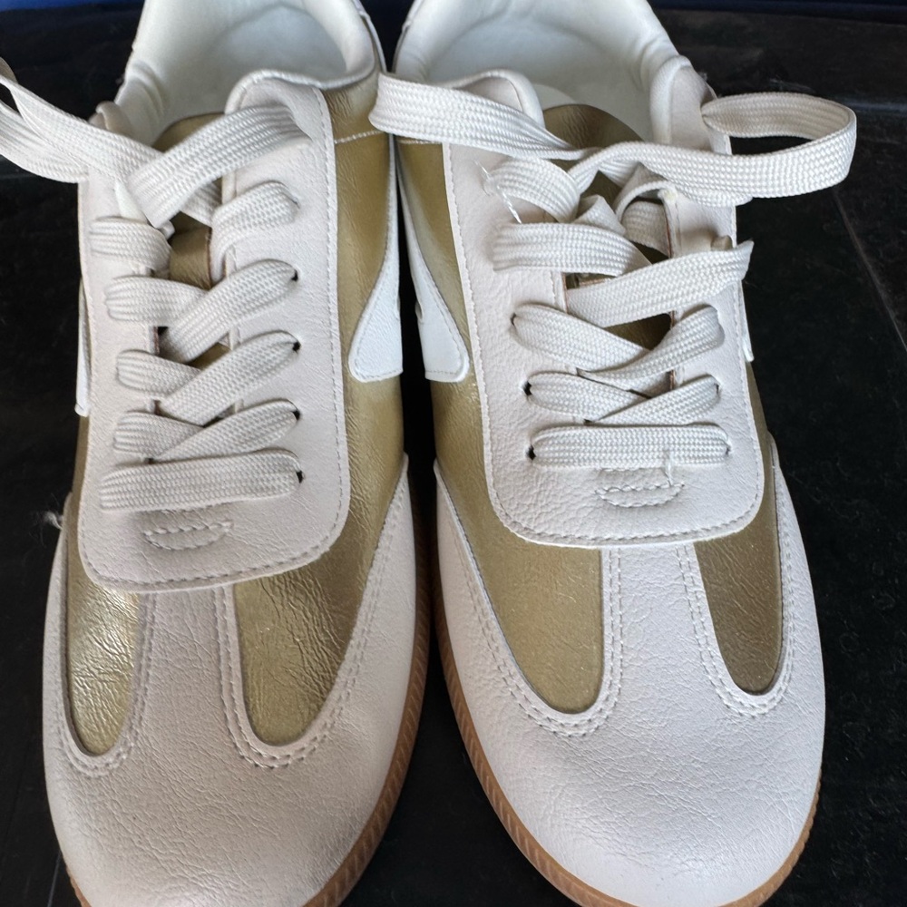 Dolce Vita White and Gold Sneakers